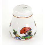 A rare glass nursery lamp shade by BCM Hailglass, printed with Golliwogg and other toys, 14cm.