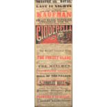 Theatre Bill - Theatre Royal Birmingham, 1887, Cinderella Queen's Jubilee, 74 x 23.5cm, framed.
