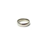 A platinum wide band wedding ring, ring size S and a half, weight 10.4 gms.