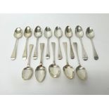 Thirteen silver Old English dessert spoons, various dates and makers, combined weight 412gms (13).