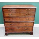 A George III mahogany two section secretaire chest,