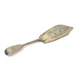 A William IV silver fiddle pattern fish slice, with pierced decoration, London 1836, weight 192 gms.