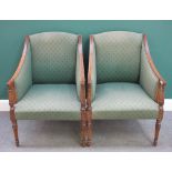 A pair of Regency style mahogany framed square back armchairs,