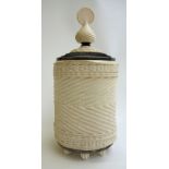 A cylindrical ivory box, probably Ceylon, India, late 19th century,