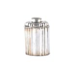 A Danish tea caddy of shaped oval form, with partly fluted decoration and with a detachable cover,