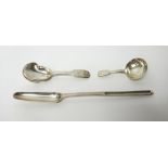Silver, comprising; a marrow scoop, with bright cut engraved decoration, London 1775,