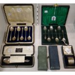 Silver, comprising; a set of six coffee spoons, Birmingham 1916,
