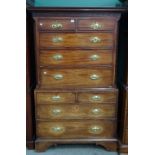 A George III mahogany chest on chest, of two short over three long drawers,