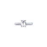 A platinum and diamond single stone ring,