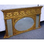 A late 19th century Adam Revival gilt framed overmantel mirror,