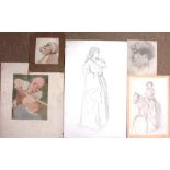 A collection of drawings, including works from the circle of Thomas Rowlandson, Edward Burne Jones,