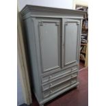 A late 19th century Continental painted pine linen press,