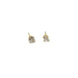 A pair of gold and diamond single stone single stone earstuds,