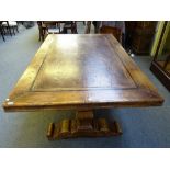 A 17th century style Continental figured oak and walnut refectory table,