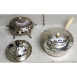 A Sterling silver saucepan and lid, of plain circular form,