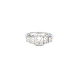 A platinum and diamond set five stone ring,