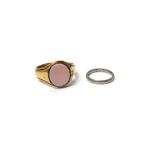 A 9ct gold and oval sardonyx set gentleman's signet ring, Birmingham 1926, ring size V and a half,