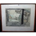 Richard Bawden (b.1936), St Katherine's Dock, colour lithograph, signed and inscribed, 45cm x 60.