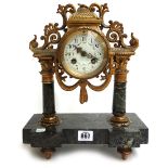 A French gilt metal and marble mantel clock, late 19th century,