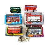 A quantity of die-cast vehicles, mainly buses, including; Corgi 469 Routemaster,