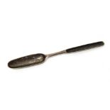 A Irish silver marrow scoop, family crest engraved, Dublin assay mark,