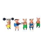 A Schuco three piece clockwork pig band, comprising; a drummer, a violinist and a pig with a flute,