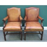 A pair of 18th century Gainsborough style open armchairs,