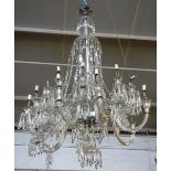 A twenty four light cut glass and moulded chandelier, early 20th century,