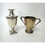 Silver, comprising; a vase of classical inspired urn shaped form,