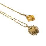 A 9ct gold pendant fob medallion, with a 9ct gold neckchain and a 9ct gold pendant,