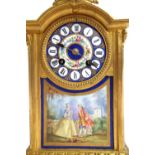 A French gilt bronze and porcelain mantel clock, 19th century,