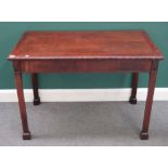 A George III mahogany side table, the rectangular top on four chamfered square supports,