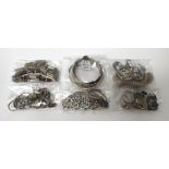 Silver and other jewellery, comprising; a marcasite set bracelet, in a floral design,