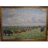 Fritz Syberg (1862-1939), Cattle in a landscape, oil on board,