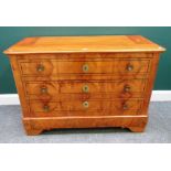 A 19th century Biedermeier satin birch chest, with three long graduated drawers, bracket feet,