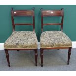A set of six Regency mahogany bar back dining chairs, on turned supports, (6).