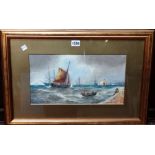 Robert Thornton Wilding (19th/20th century), Vessels off the coast, watercolour,