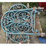 Four sections of 19th century green painted cast iron railings,