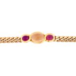 A Bvlgari gold, cabochon citrine and carbuncle garnet set bracelet,