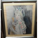 Marie Laurencin (1883-1956), Girl with guitar, colour print, signed and numbered 37/100 in pencil,
