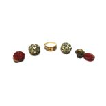 A Victorian 15ct gold, ruby and seed pearl set ring,