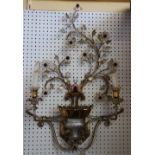 A modern gilt and silvered metal two branch wall applique,