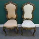 A set of eight mid-18th century North Italian green painted parcel gilt side chairs with shaped