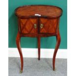 An 18th century French parquetry inlaid yew wood and tulipwood kidney shaped side table,