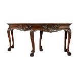 In the manner of James Hicks of Dublin, a pair of 18th century style mahogany side tables,