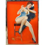 After Peter Driben, Pin up girl, oil on board, bears a signature, 80cm x 57cm.