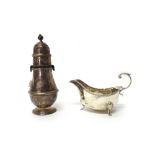 Silver, comprising; a Britannia Standard sugar caster, of baluster form,