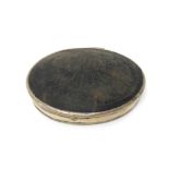 A silver mounted tortoiseshell oval hinge lidded snuff box,