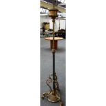 A Victorian gilt and patinated brass adjustable standard lamp (converted),