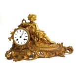 A French gilt metal mantel clock, 19th century, by Edward Brighton, Paris,